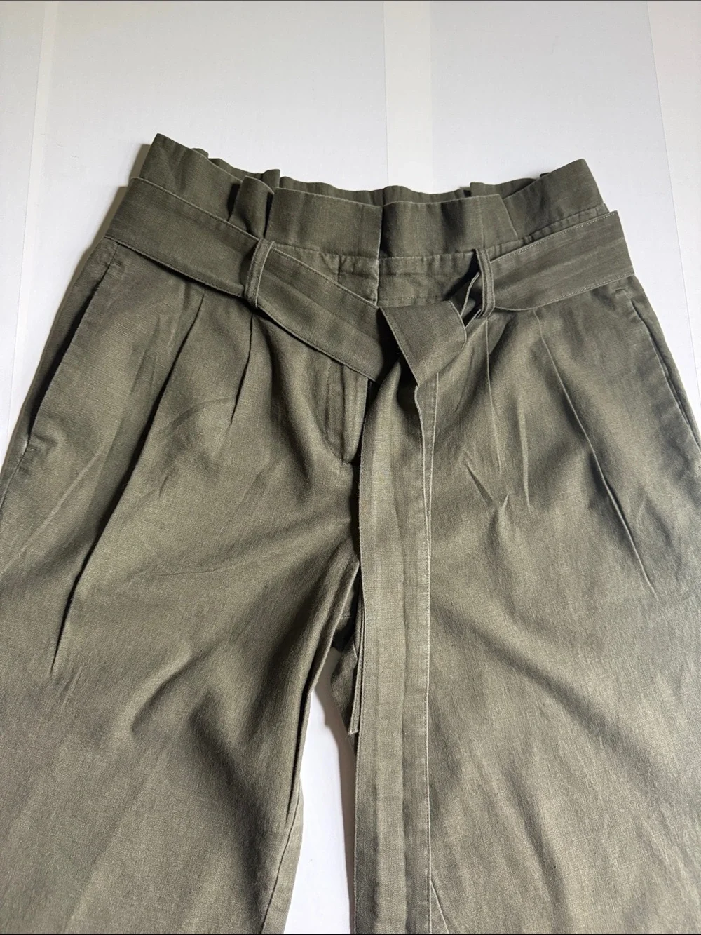 Boden Olive Paperbag Waist Chinos with Self-Tie Belt Size 4